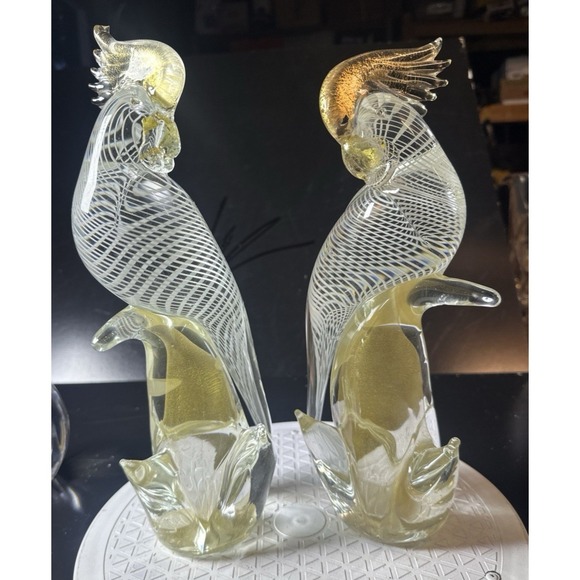 Formia Other - Formia Birds Murano gold Fleck White Optic Glass Cockatoos (FP)